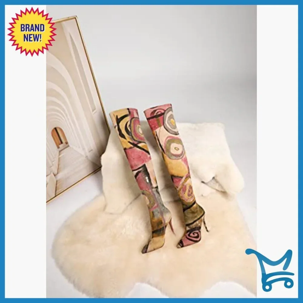 Women's Thigh High Boots Pointed Toe Stiletto Heel Denim Over The Knee